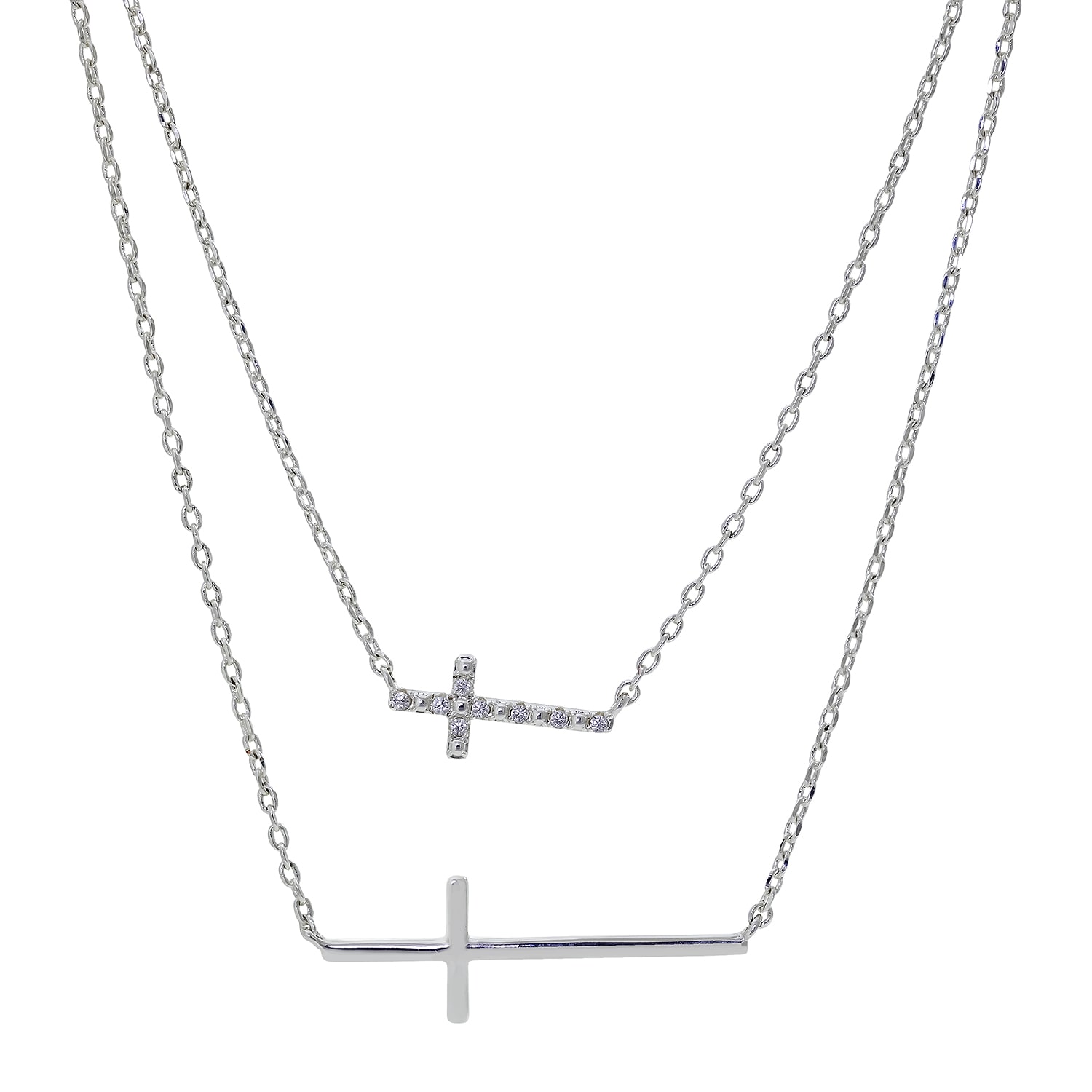 Sparkle Allure Womens Cubic Zirconia Pure Silver Over Brass Cross 2-pc. Necklace Set
