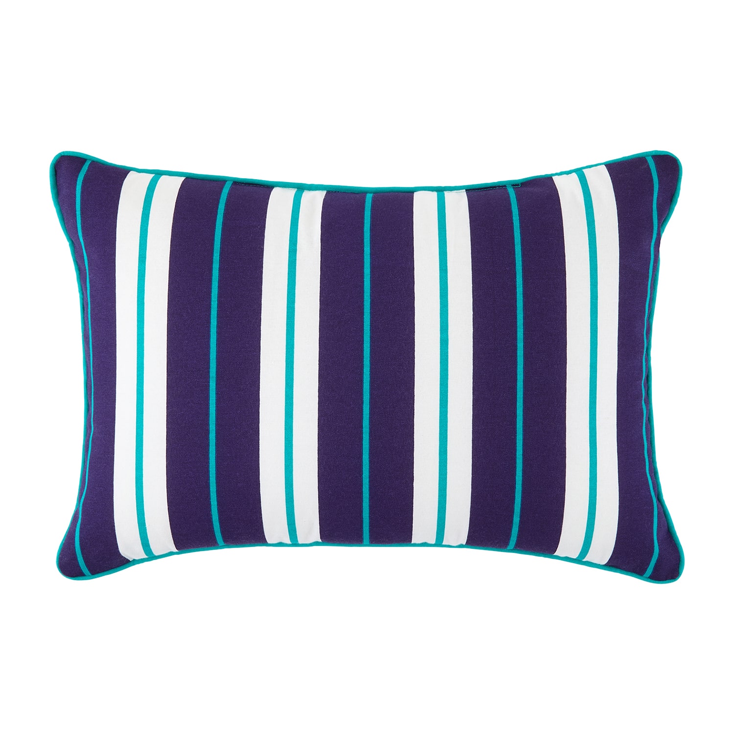 Turquoise Sun Ink Stripe Self Cording Rectangular Throw Pillow