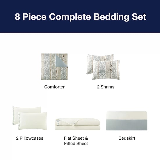 Broadhaven Arleigh 8-pc. Reversible Complete Bedding Set with Sheets