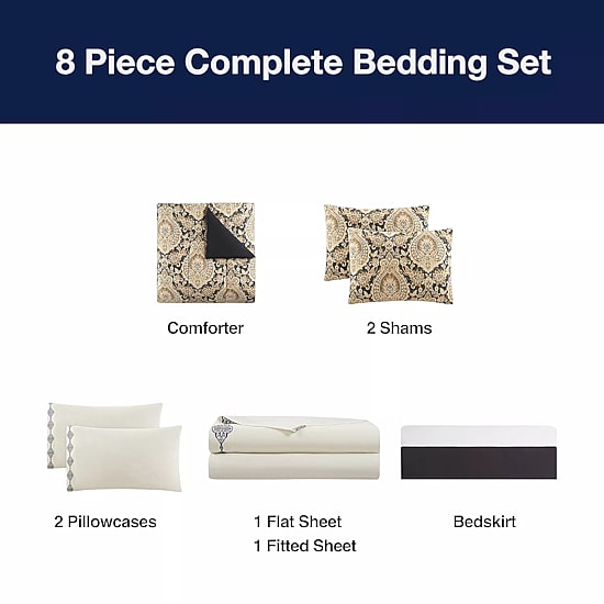 Broadhaven Kent 8-pc. Reversible Complete Bedding Set with Sheets