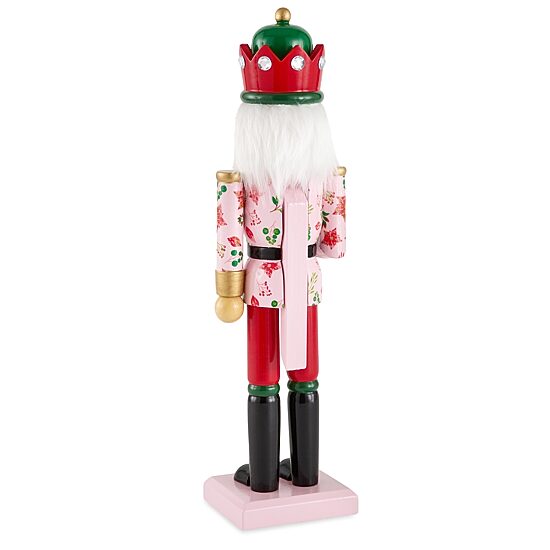 North Pole Trading Co. 14in Floral Jacket Wood Christmas Nutcracker