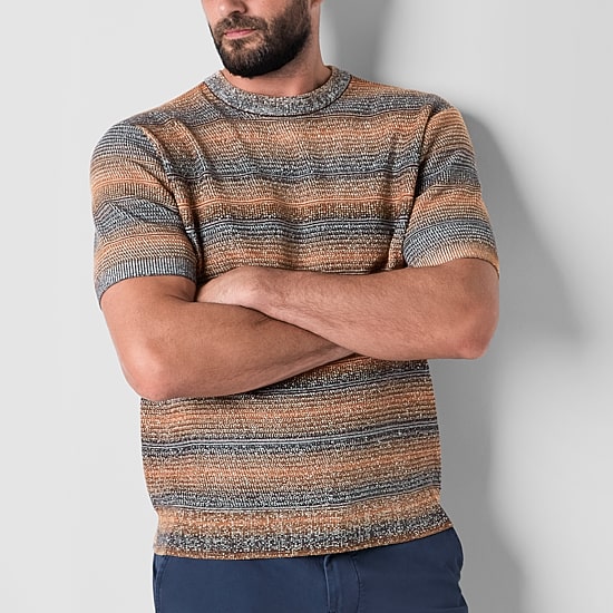 mutual weave Mens Crew Neck Short Sleeve Pullover Sweater