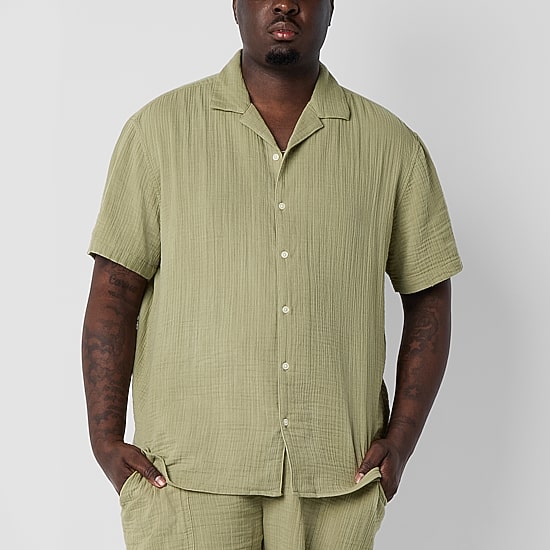 Arizona Mens Short Sleeve Big and Tall Camp Shirt