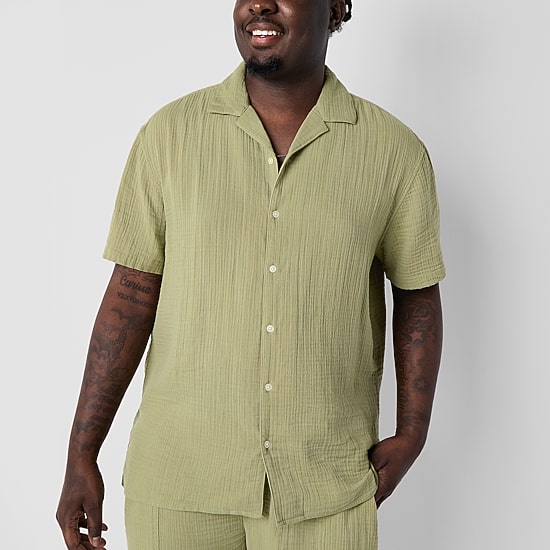 Arizona Mens Short Sleeve Big and Tall Camp Shirt