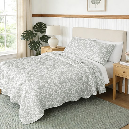 Awesome Home™ Leaves Jacquard 3-pc. Reversible Quilt Set