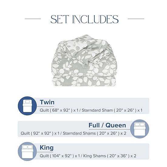 Awesome Home™ Leaves Jacquard 3-pc. Reversible Quilt Set
