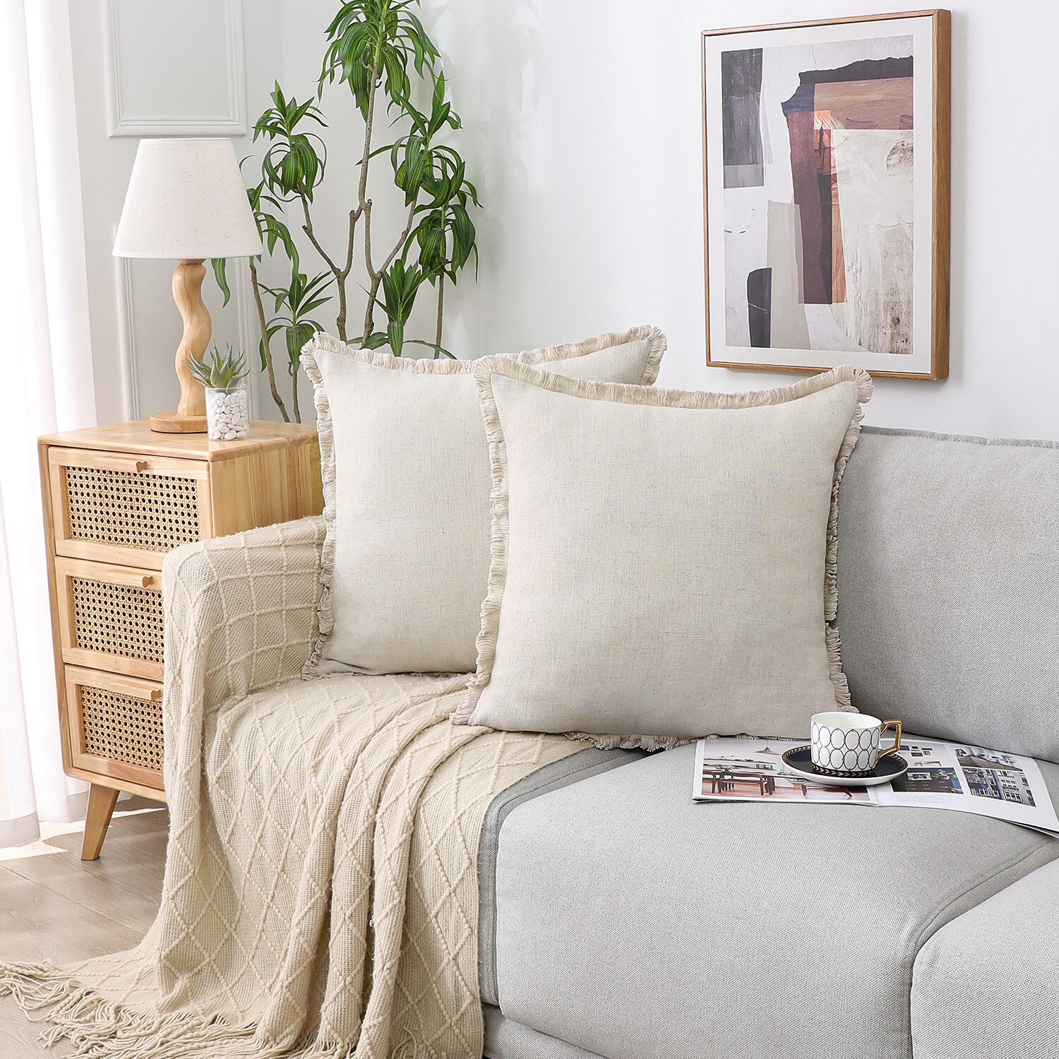 Linen Blend 20x20 Square Throw Pillow