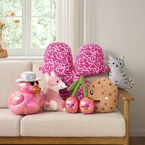 Novelty Pink Bow Throw Pillow