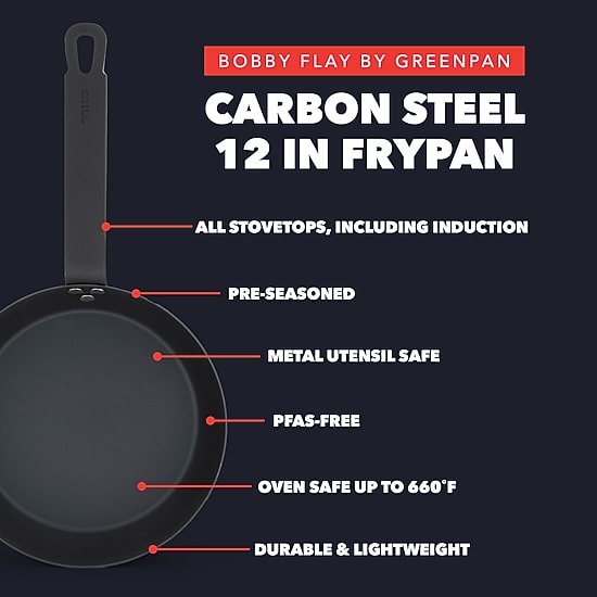 Bobby Flay By Greenpan Carbon Steel 12" Frying Pan