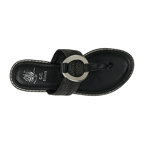 GC Shoes Womens Jovie Woven Thong Flat Sandals