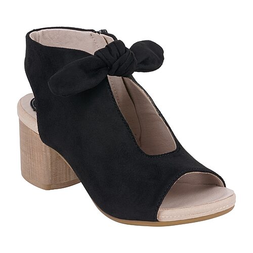 Gc Shoes Women's Kimora Knot Detail Block Heel Dress Sandals - Black Suede