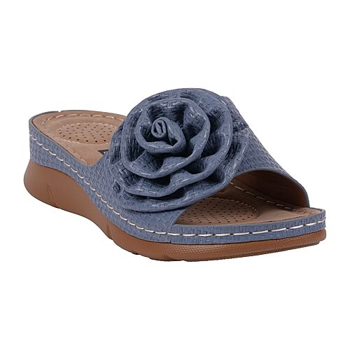 GC Shoes Womens Honey Floral Wedge Sandals, 8 Medium, Blue