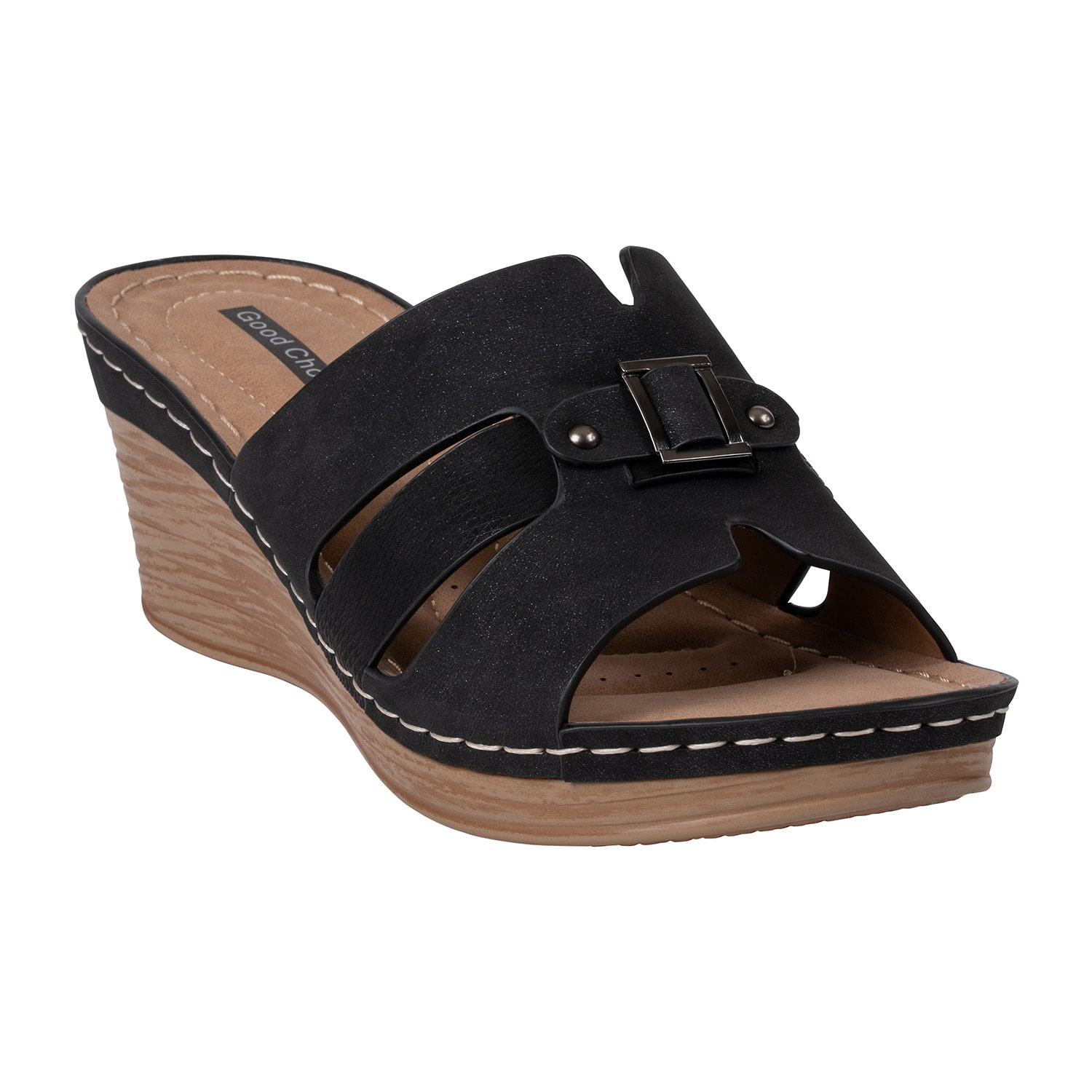 GC Shoes Womens Molane Buckled Wedge Sandals