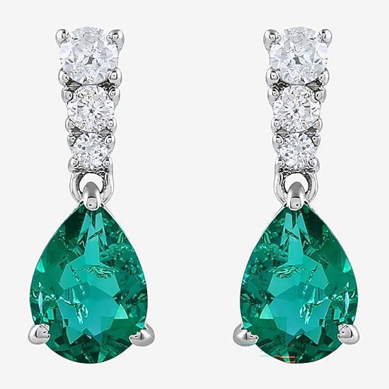 (I/I2) Womens 1/5 CTTW Gemstone Sterling Silver Pear Drop Earrings