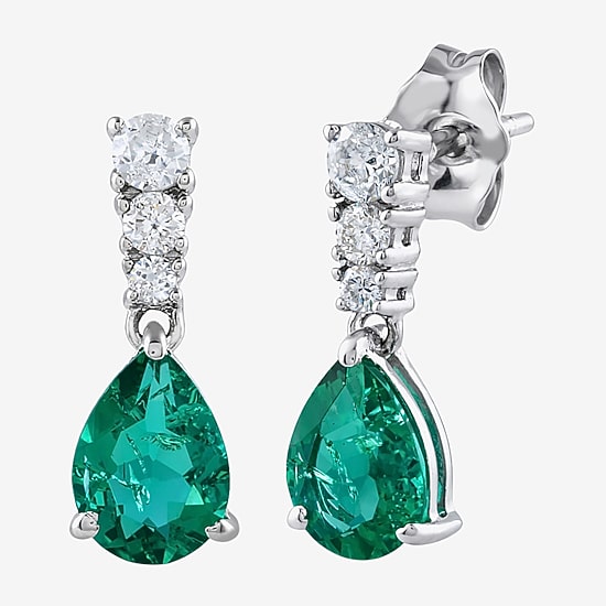 (I/I2) Womens 1/5 CTTW Gemstone Sterling Silver Pear Drop Earrings