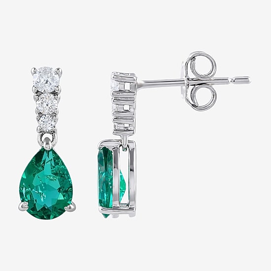(I/I2) Womens 1/5 CTTW Gemstone Sterling Silver Pear Drop Earrings