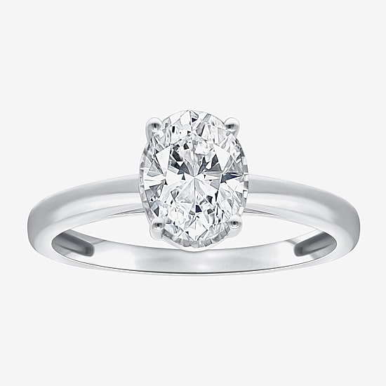 (I / Si2) Womens 1 CT. Lab Grown White Diamond Oval Solitaire Engagement Ring