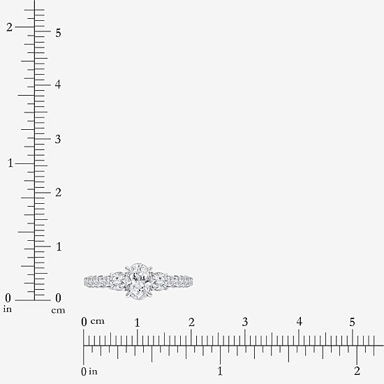 (I / Si2) Womens 1 CT. T.W. Lab Grown White Diamond Sterling Silver Oval Side Stone Engagement Ring