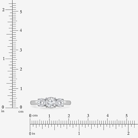 (I / Si2) Womens 1 CT. T.W. Lab Grown White Diamond Sterling Silver Round 3-Stone Engagement Ring