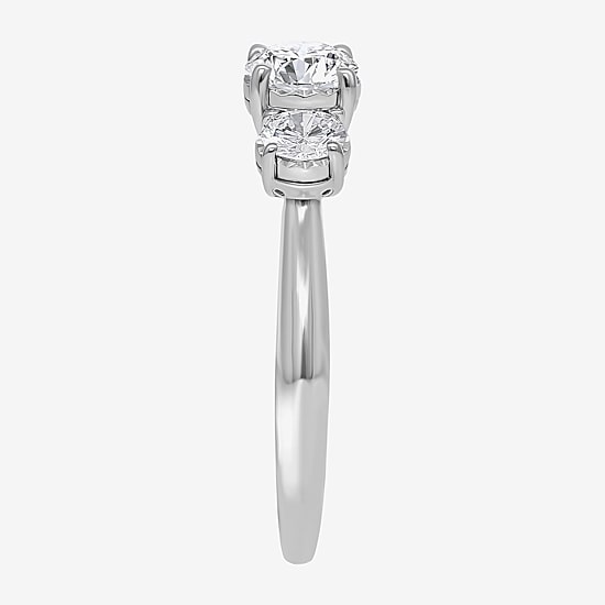 (I / Si2) Womens 1 CT. T.W. Lab Grown White Diamond Sterling Silver Round 3-Stone Engagement Ring