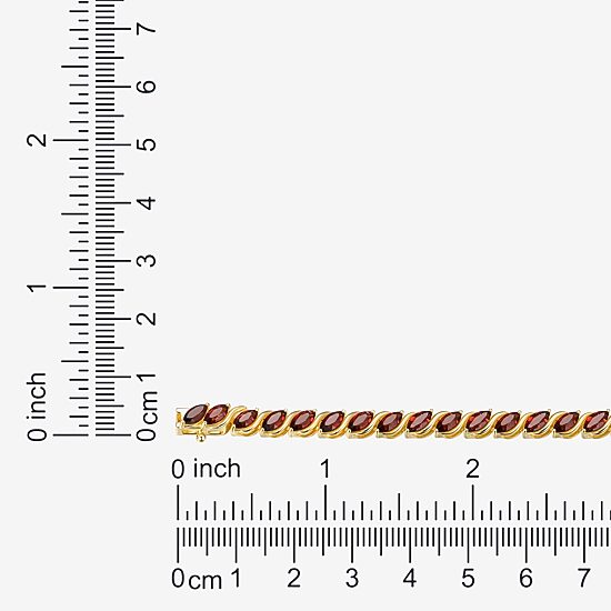 Womens Genuine Red Garnet 18K Gold Over Silver Tennis Bracelet