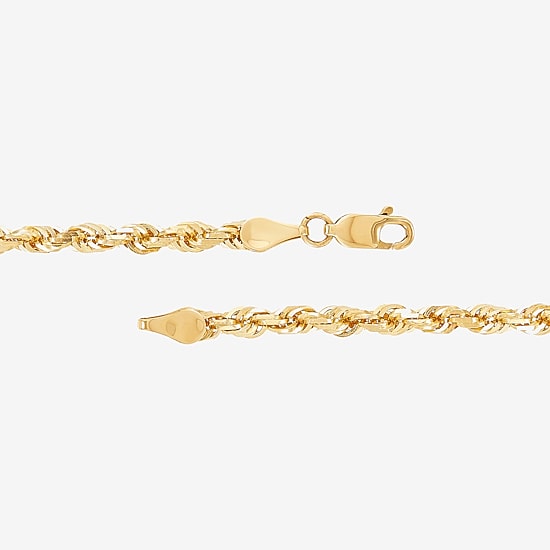 Mens 10K Gold 22 Inch Rope Chain Necklace