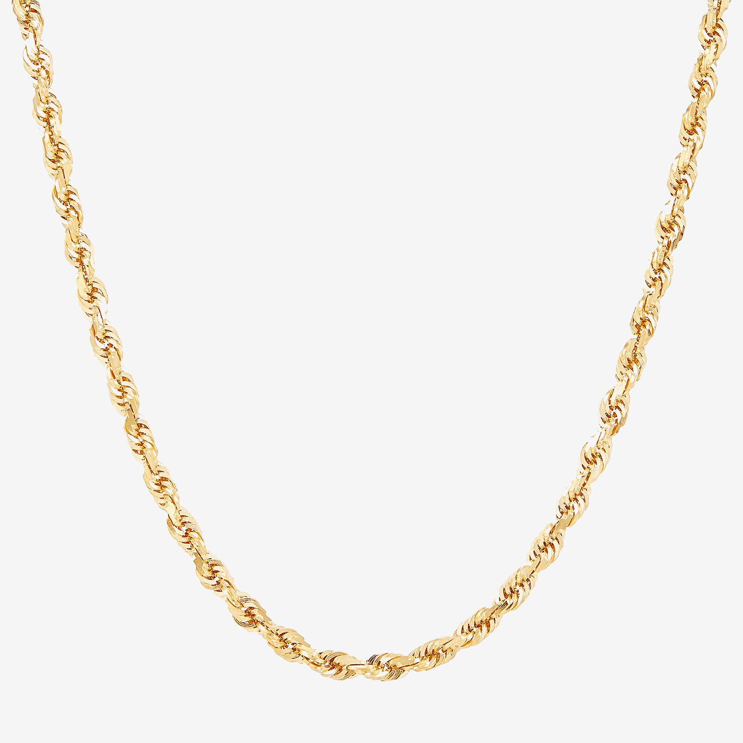 Mens 10K Gold 22 Inch Rope Chain Necklace