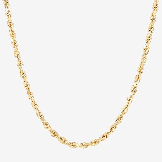 Mens 10K Gold 22 Inch Rope Chain Necklace