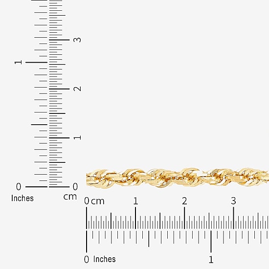 Mens 10K Gold 22 Inch Rope Chain Necklace