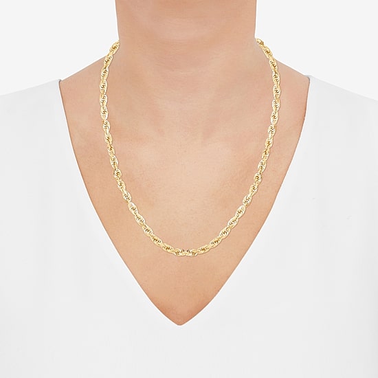 Mens 10K Gold 22 Inch Rope Chain Necklace