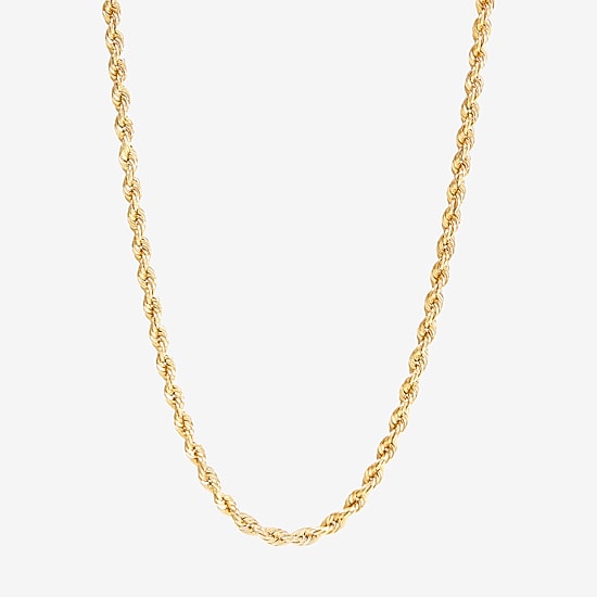 Womens 10K Gold 18 Inch Rope Chain Necklace