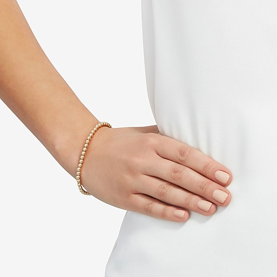 Gold Addiction Womens 10K Gold Beaded Bracelet