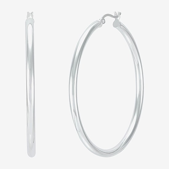 Silver Addiction Womens Sterling Silver Hoop Earrings