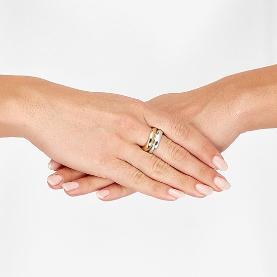 Silver Addiction Womens 6MM 14K Two Tone Gold Over Silver Band