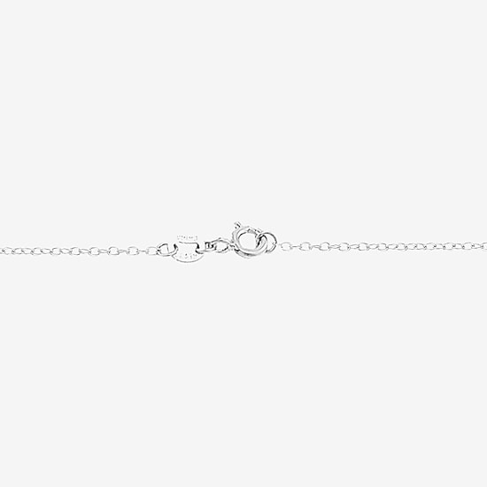 Womens Blue Crystal Sterling Silver 18 Inch Pendant Necklace