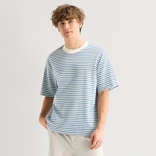 Arizona Boxy Fit Mens Crew Neck Short Sleeve T-Shirt, Medium, Blue