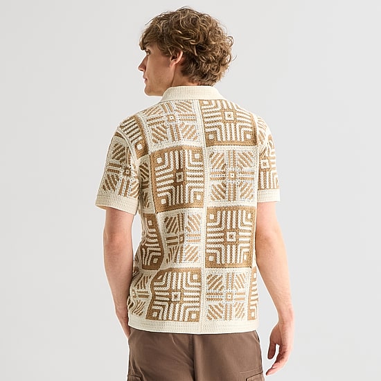 Arizona Mens Short Sleeve Button Polo Sweater