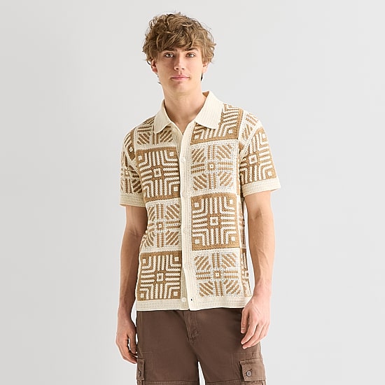 Arizona Mens Short Sleeve Button Polo Sweater