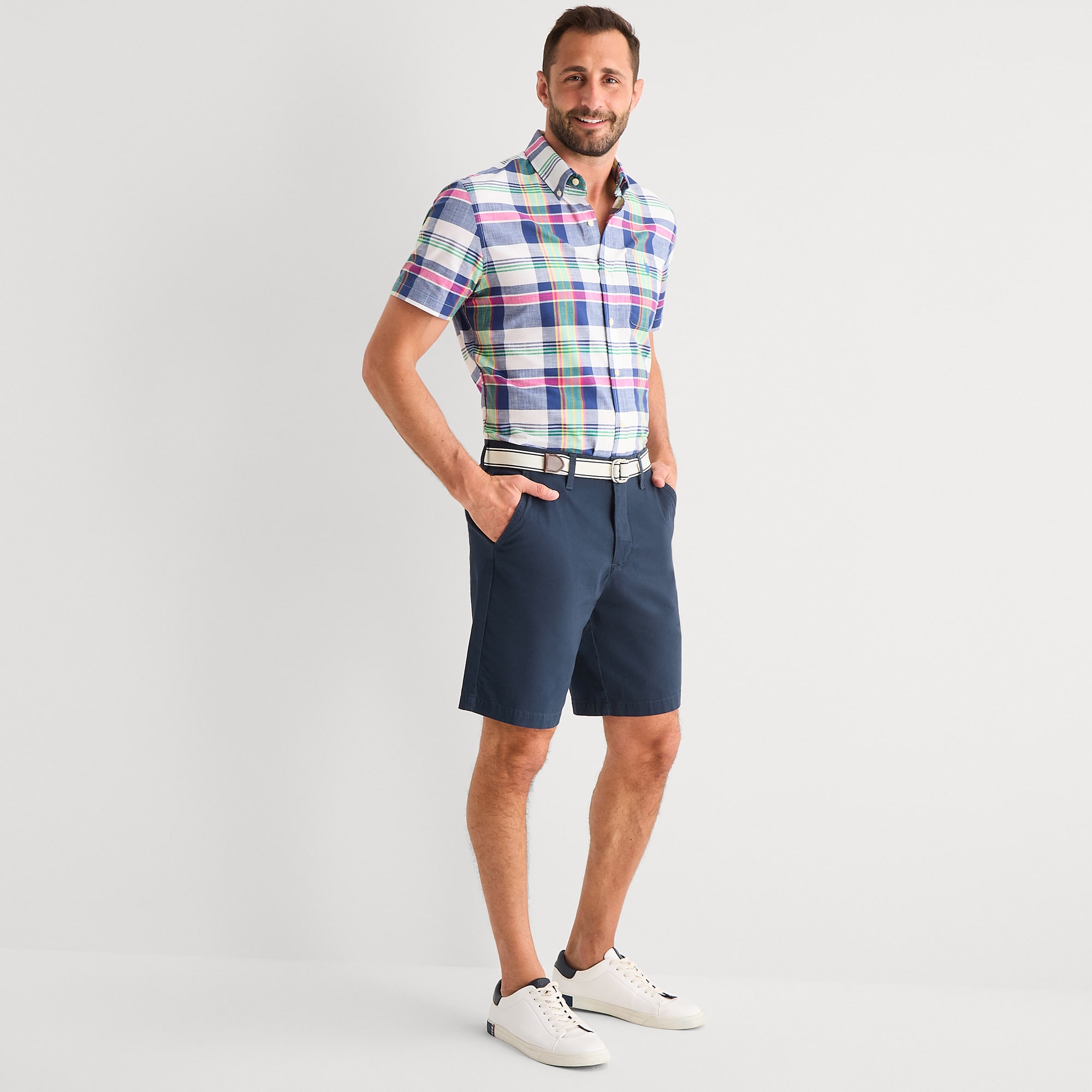 U.S. Polo Assn. Belted Flat Front Mens 9" STRETCH FABRIC Chino Short