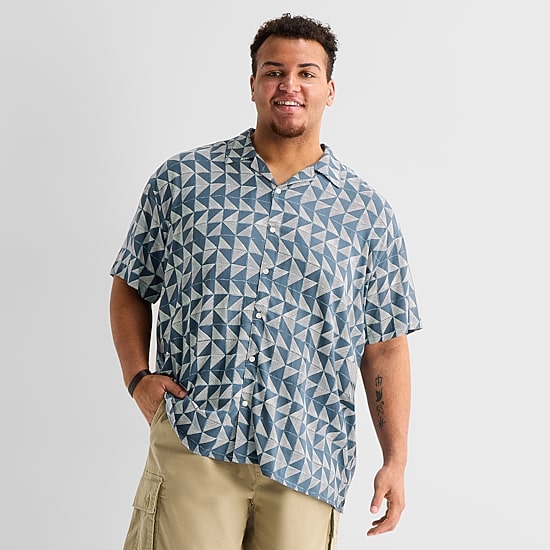 Arizona Mens Short Sleeve Classic Fit Big and Tall Button-Down Shirt