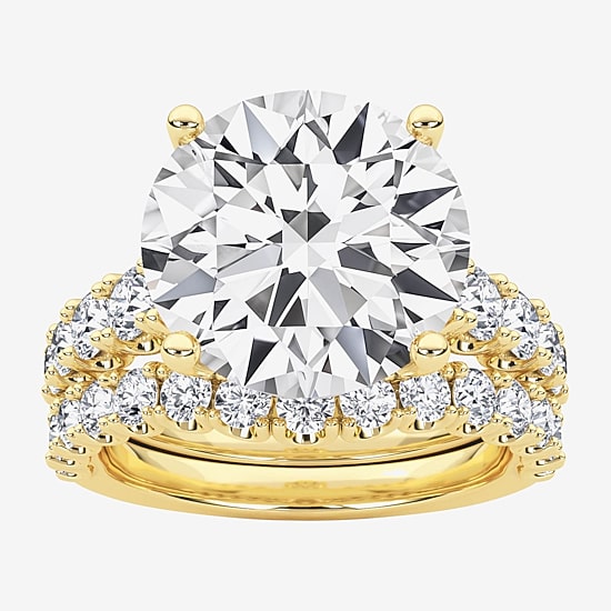 Grown Gorgeous (F / Vs2) Womens 7 1/5 Ct. T.W. Lab Grown White Diamond 14K Gold Round Side Stone Bridal Set