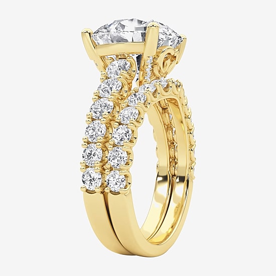 Grown Gorgeous (F / Vs2) Womens 7 1/5 Ct. T.W. Lab Grown White Diamond 14K Gold Round Side Stone Bridal Set