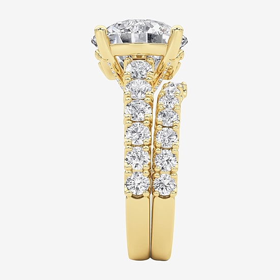 Grown Gorgeous (F / Vs2) Womens 7 1/5 Ct. T.W. Lab Grown White Diamond 14K Gold Round Side Stone Bridal Set