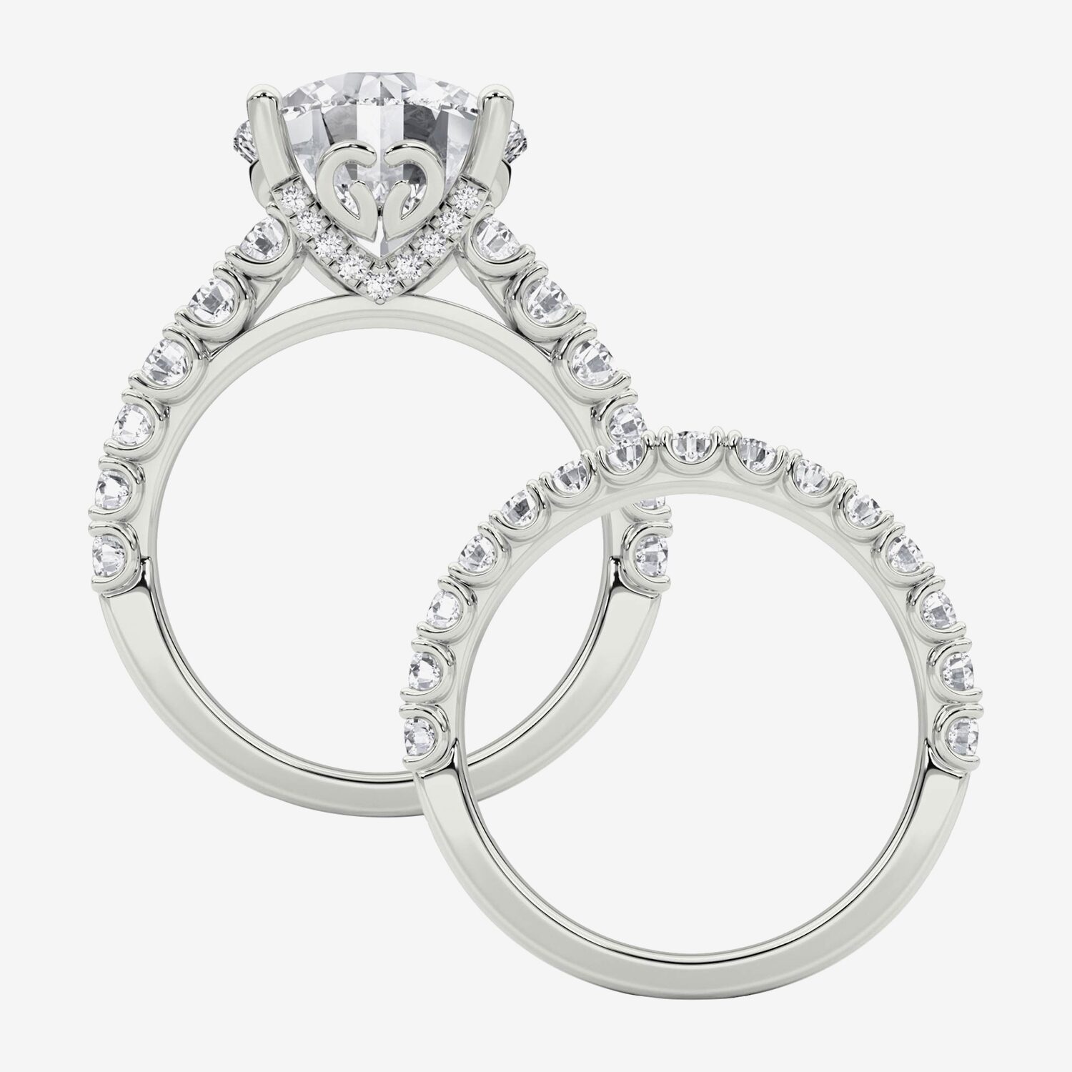 Grown Gorgeous (F / Vs2) Womens / Ct. T.W. Lab White Diamond 14K Gold Round Side Stone Bridal Set