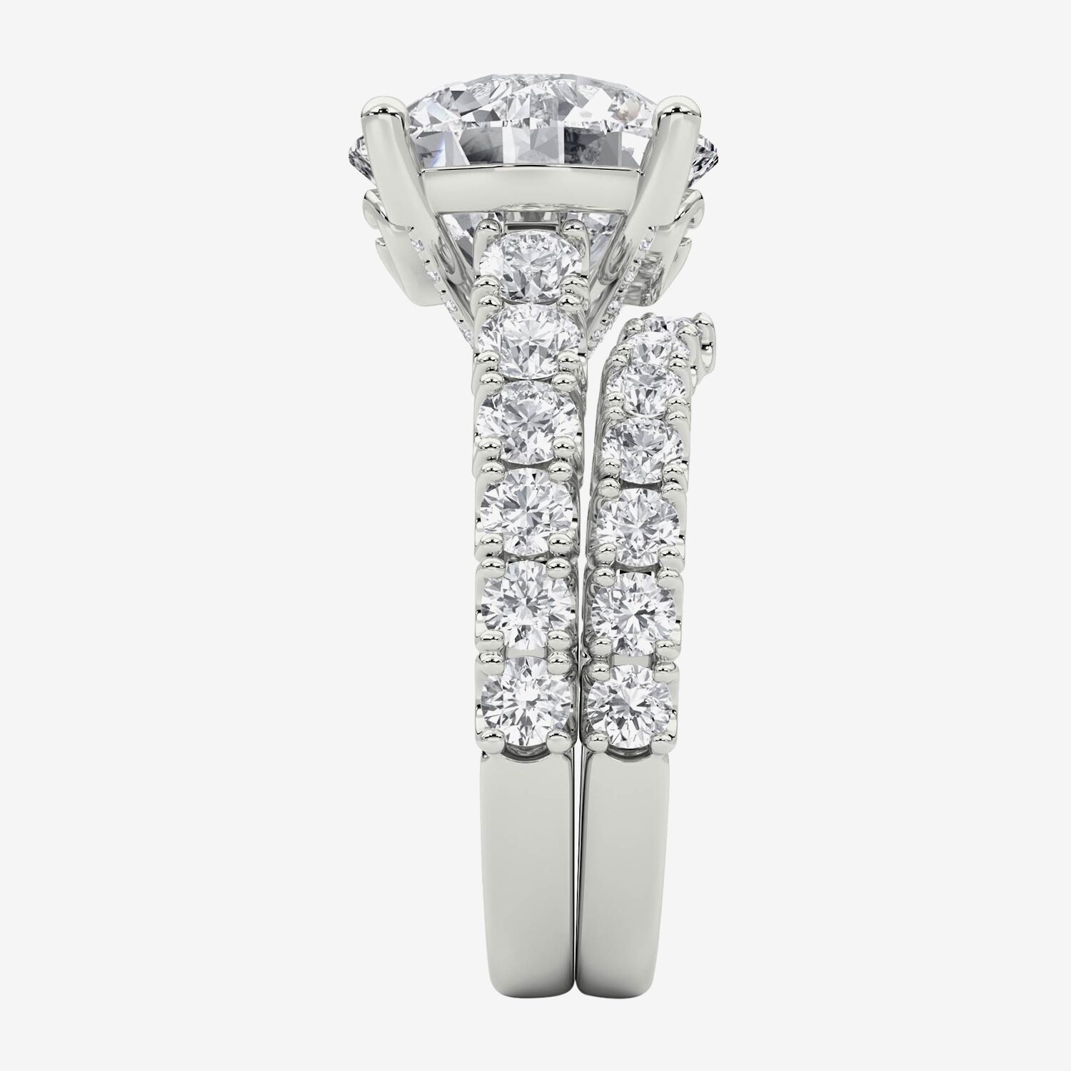 Grown Gorgeous (F / Vs2) Womens / Ct. T.W. Lab White Diamond 14K Gold Round Side Stone Bridal Set