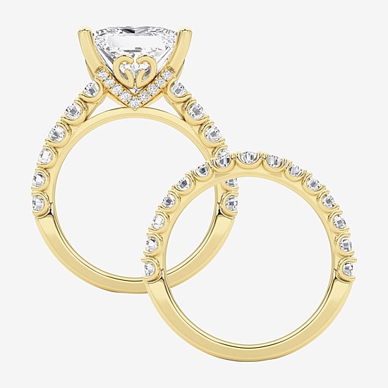 Grown Gorgeous (F / Vs2) Womens 7 1/5 Ct. T.W. Lab Grown White Diamond 14K Gold Side Stone Bridal Set