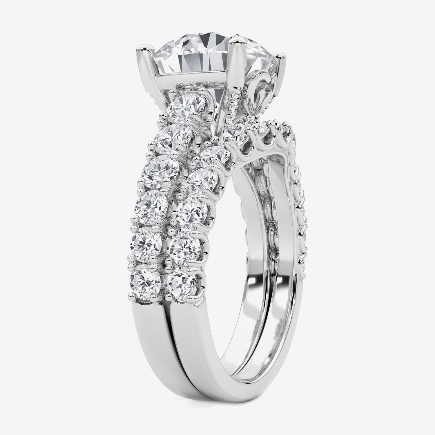 Grown Gorgeous (F / Vs2) Womens 1/ Ct. T.W. Lab White Diamond 14K Gold Round Side Stone Bridal Set