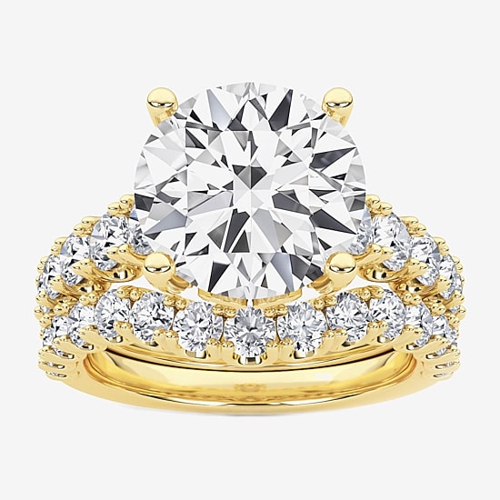Grown Gorgeous (F / Vs2) Womens 5 1/3 Ct. T.W. Lab Grown White Diamond 14K Gold Round Side Stone Bridal Set