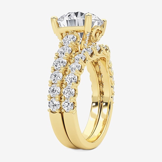 Grown Gorgeous (F / Vs2) Womens 5 1/3 Ct. T.W. Lab Grown White Diamond 14K Gold Round Side Stone Bridal Set