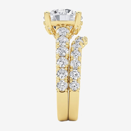 Grown Gorgeous (F / Vs2) Womens 5 1/3 Ct. T.W. Lab Grown White Diamond 14K Gold Round Side Stone Bridal Set